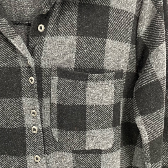 Soft Surroundings Mad About Plaid Gray Button Tunic Top - Sz S - Picture 7 of 16